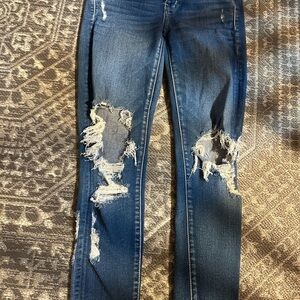 American Eagle Outfitters Blue Skinny Distressed Jeans